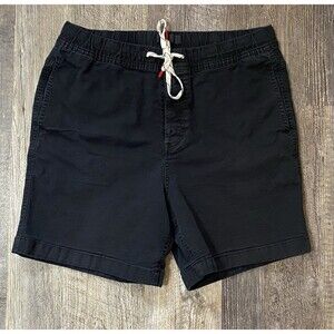TOPO Designs Mens Organic Cotton Shorts Black L 6" Inseam Button Fly Pockets